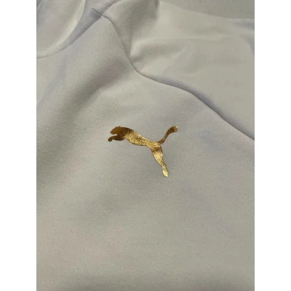 Puma Women's Full-Zip Hoodie Sweatshirt Large White Logo Pintuck Raglan Sleeve - Picture 9 of 10